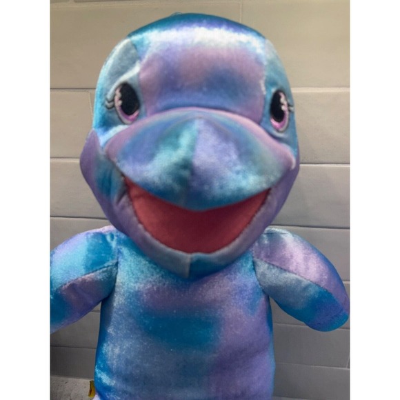 Build a Bear Sea‎ Splash Rainbow Dolphin 18" Plush/Puppet Purple 2014 retired - Picture 5 of 12